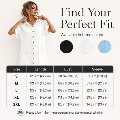 🔥‑56%🤍 Robe ample style chemise, tissu léger, look simple et élégant au quotidien