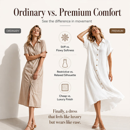 🔥‑56%🤍 Robe ample style chemise, tissu léger, look simple et élégant au quotidien