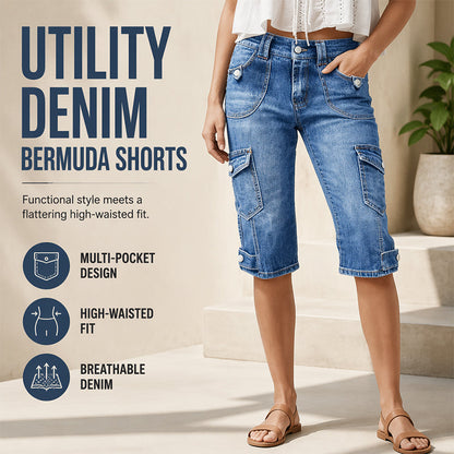 🚀 Gratis verzending🔥50% KORTING 👖 Denim Cargoshort – Slank & Praktisch ✨
