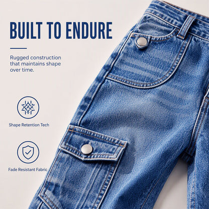 🚀 Gratis verzending🔥50% KORTING 👖 Denim Cargoshort – Slank & Praktisch ✨