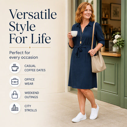 🔥-31%🌷 Robe-chemise slim fit simple et polyvalente, idéale pour le bureau et les sorties 🤍 Longueur mi-longue, confortable