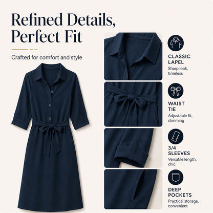 🔥-31%🌷 Robe-chemise slim fit simple et polyvalente, idéale pour le bureau et les sorties 🤍 Longueur mi-longue, confortable