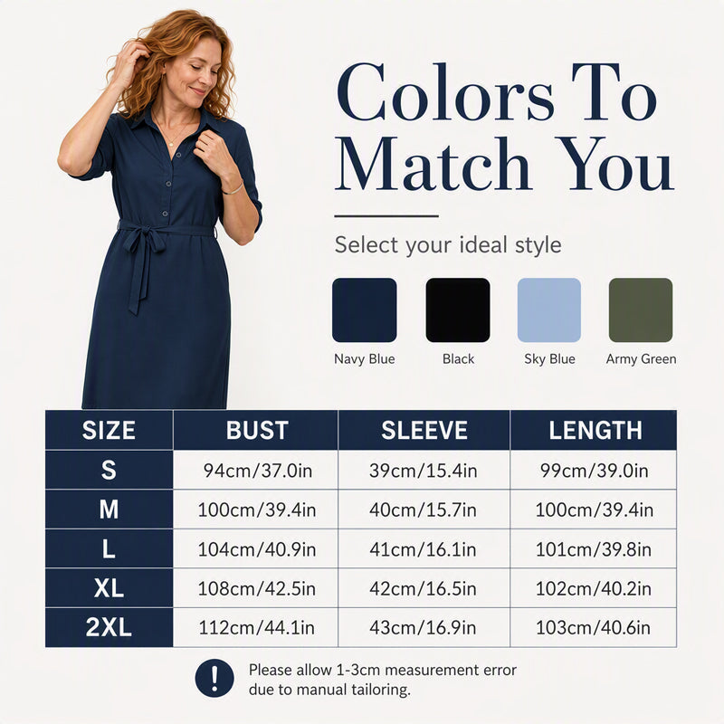 🔥-31%🌷 Robe-chemise slim fit simple et polyvalente, idéale pour le bureau et les sorties 🤍 Longueur mi-longue, confortable