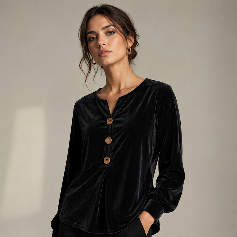 ✨🛍️Fresh Drop - Chemisier en velours décontracté - Léger et finitions soignées pour une élégance au quotidien