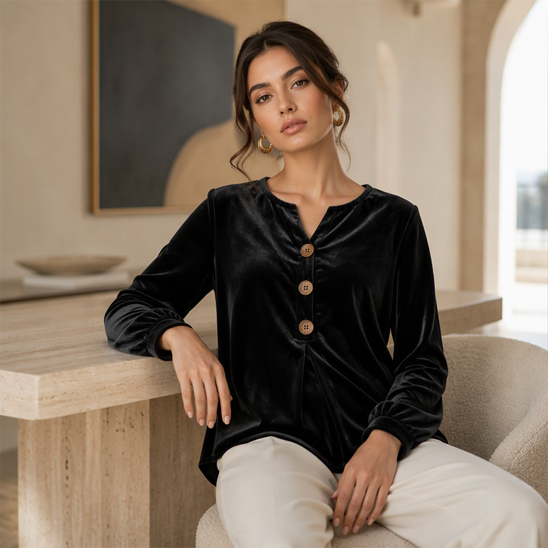 ✨🛍️Fresh Drop - Chemisier en velours décontracté - Léger et finitions soignées pour une élégance au quotidien