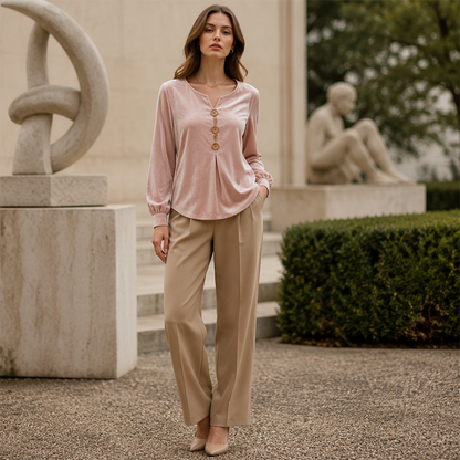✨🛍️Fresh Drop - Chemisier en velours décontracté - Léger et finitions soignées pour une élégance au quotidien