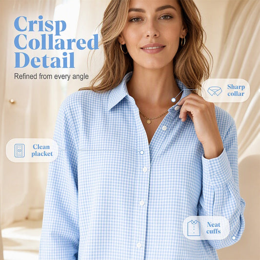 ✨🛍️Nouveauté - Chemise à carreaux coupe décontractée - Style moderne à col pour les sorties décontractées et les pauses café