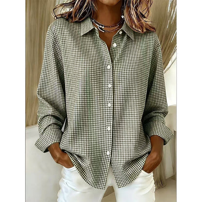 ✨🛍️Fresh Drop - Relaxed Fit Plaid Button-Up – Modern Collared Style for Casual Outings & Coffee Runs