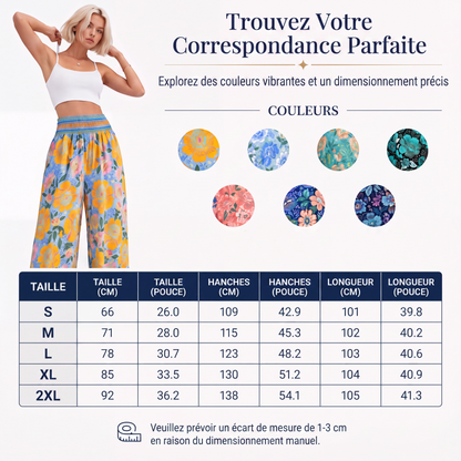 Pantalon large à taille haute à imprimé floral pour femme