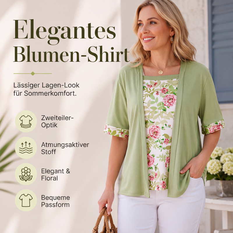 🌺Ensemble d'été deux pièces en faux tissu à imprimé floral pour femme