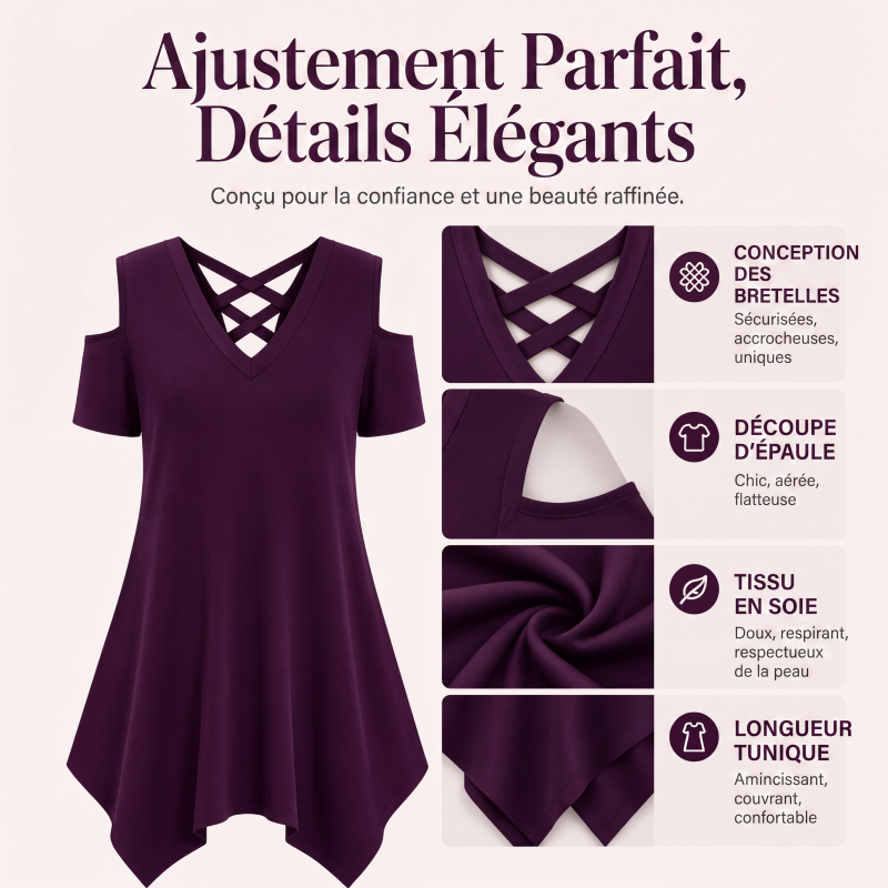Haut à épaules dénudées et dos croisé pour femme