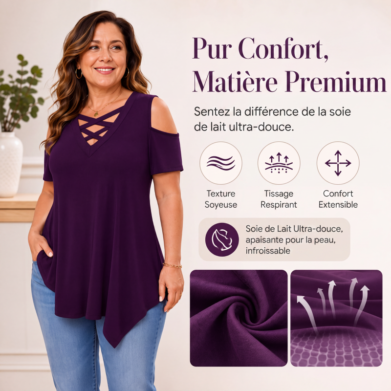 Haut à épaules dénudées et dos croisé pour femme