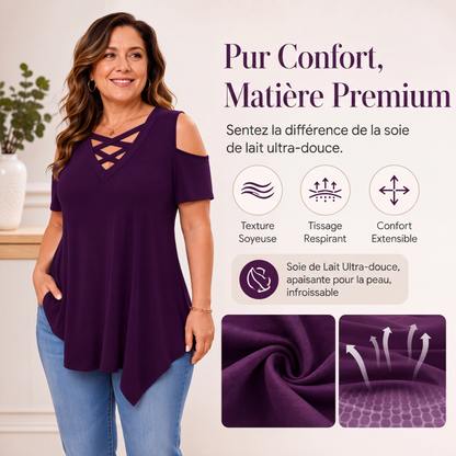 Haut à épaules dénudées et dos croisé pour femme
