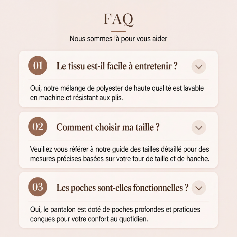 🔥‑50 %🤍 Pantalon fluide à coupe ample, ceinture décorée, idéal pour une tenue chic au quotidien