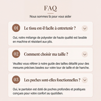🔥‑50 %🤍 Pantalon fluide à coupe ample, ceinture décorée, idéal pour une tenue chic au quotidien