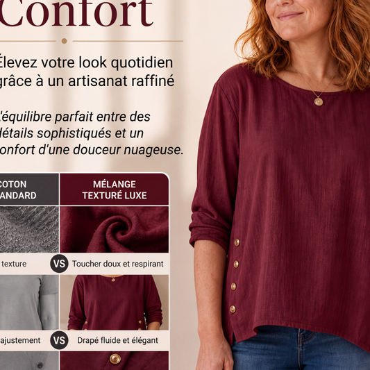 🔥‑55%🌿 Blouse en tissu respirant, coupe décontractée, design minimaliste confortable au quotidien