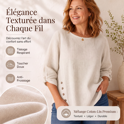 🔥‑55%🌿 Blouse en tissu respirant, coupe décontractée, design minimaliste confortable au quotidien