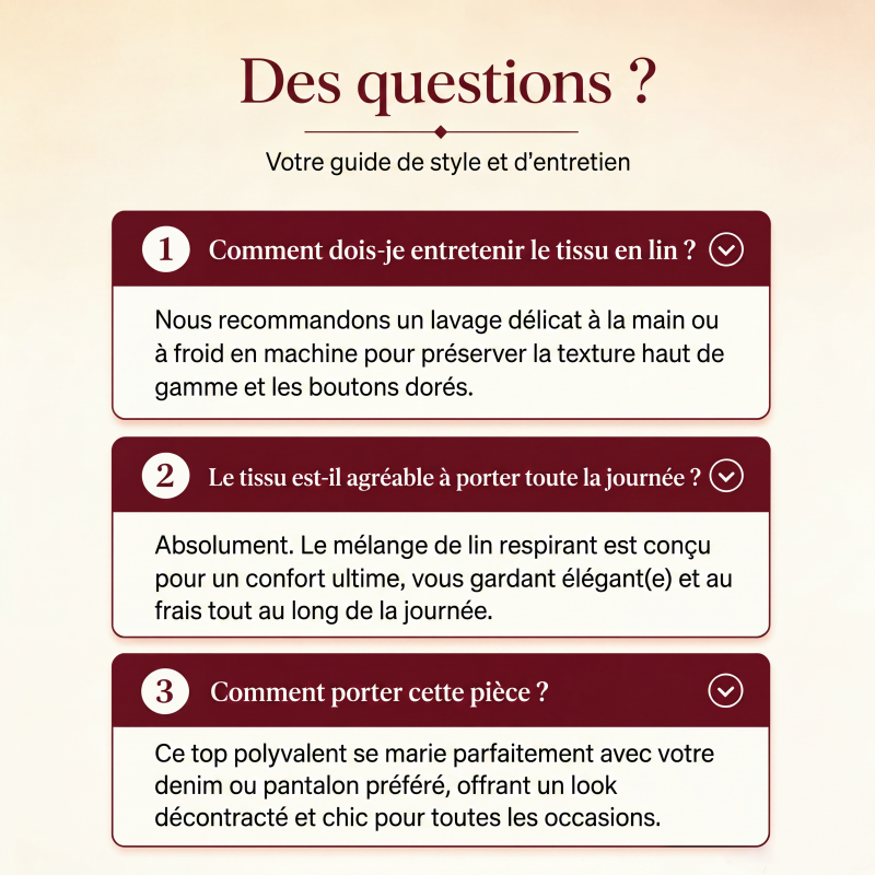 🔥‑55%🌿 Blouse en tissu respirant, coupe décontractée, design minimaliste confortable au quotidien
