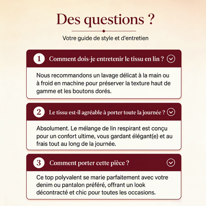 🔥‑55%🌿 Blouse en tissu respirant, coupe décontractée, design minimaliste confortable au quotidien