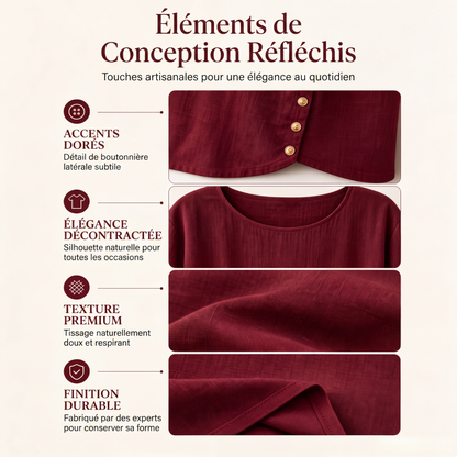 🔥‑55%🌿 Blouse en tissu respirant, coupe décontractée, design minimaliste confortable au quotidien