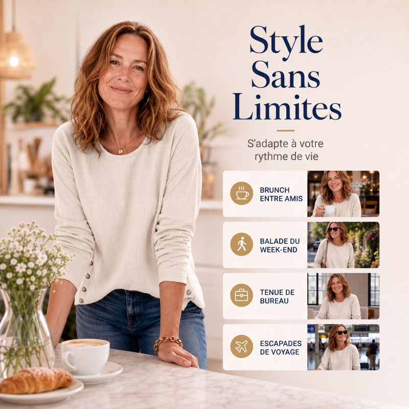 🔥‑55%🌿 Blouse en tissu respirant, coupe décontractée, design minimaliste confortable au quotidien