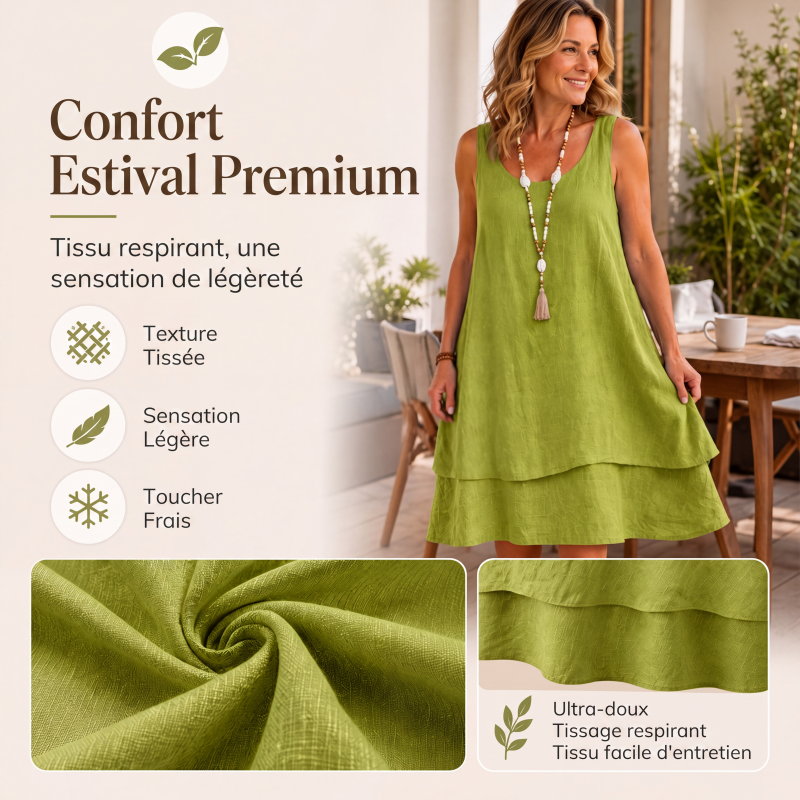 Robe sans manches double couche pour femme