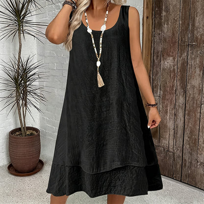 Robe sans manches double couche pour femme