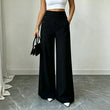 🖤 Pantalon Femme Taille‑Haute Jambes‑Larges, Modèle Élégant Avec Boutons Décoratifs Latéraux et Poches✨Tissu Fluide Confortable Adapté À Toutes Silhouettes