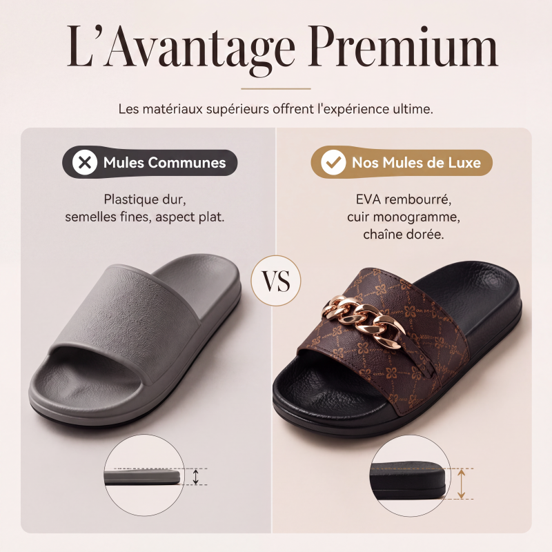 Claquettes d'été unisexes Monogram avec chaîne métallique