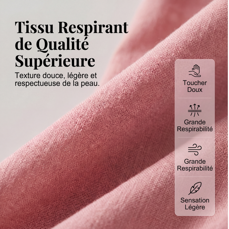 Tunique pour femme à col V, bord en dentelle et manches 3/4