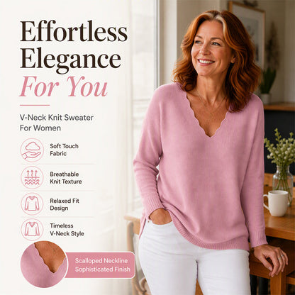 🎀 Style Élégant ! Pull‑over à col V ondulé au design raffiné et tissu très doux🔥 large gamme de coloris tendance
