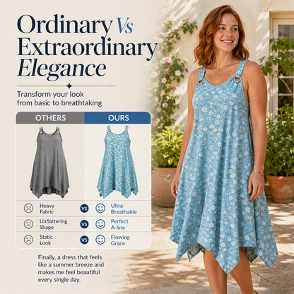 ✨🛍️Fresh Drop - Robe maxi sans manches à imprimé marguerites – Confort respirant et ambiance vacances décontractée 🍃