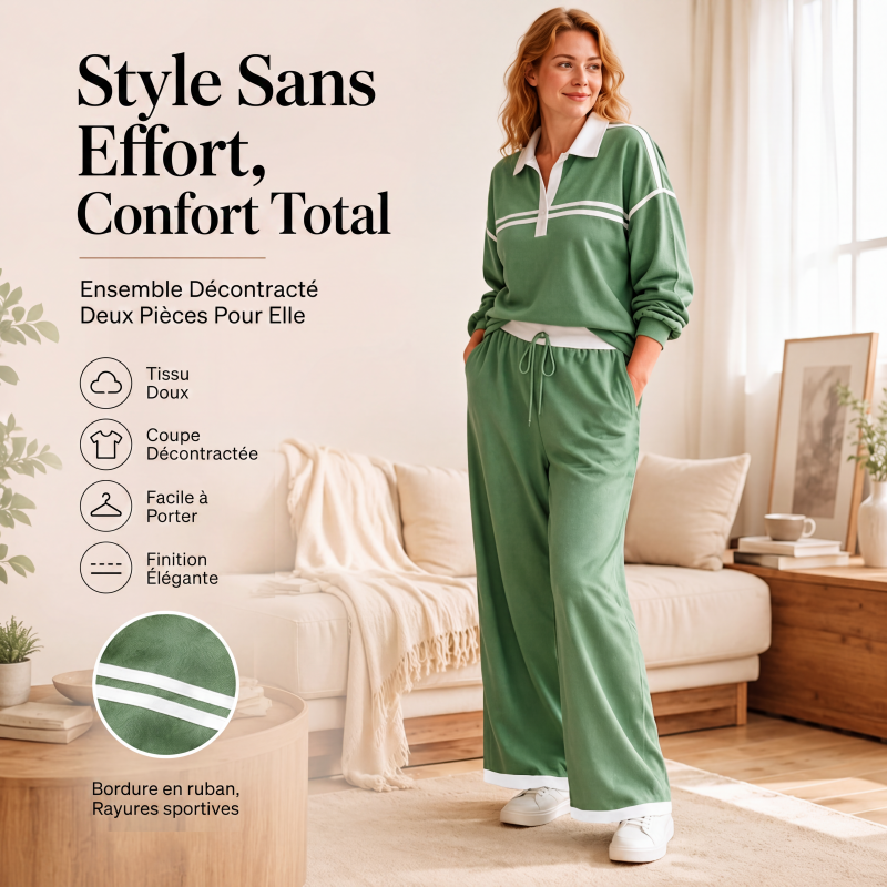 📢‑51% DE RÉDUCTION 🔥 Tenue Survêtement Décontracté Haut Manches Longues et Pantalon Ample Avec Poches pour Toutes Silhouettes