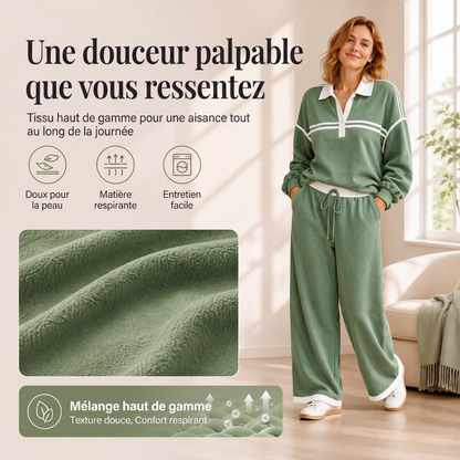 📢‑51% DE RÉDUCTION 🔥 Tenue Survêtement Décontracté Haut Manches Longues et Pantalon Ample Avec Poches pour Toutes Silhouettes