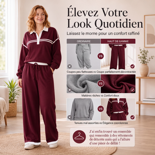 📢‑51% DE RÉDUCTION 🔥 Tenue Survêtement Décontracté Haut Manches Longues et Pantalon Ample Avec Poches pour Toutes Silhouettes