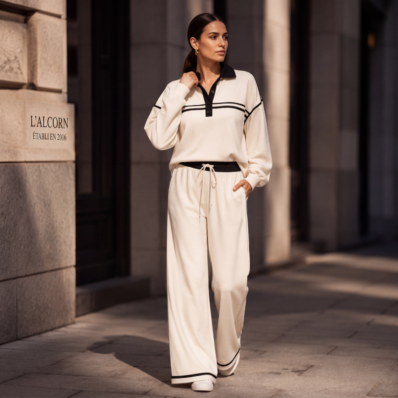 📢‑51% DE RÉDUCTION 🔥 Tenue Survêtement Décontracté Haut Manches Longues et Pantalon Ample Avec Poches pour Toutes Silhouettes