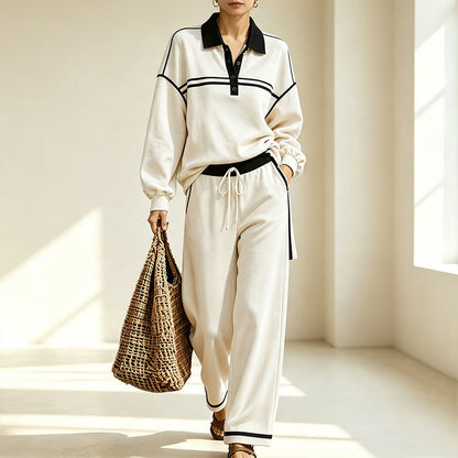📢‑51% DE RÉDUCTION 🔥 Tenue Survêtement Décontracté Haut Manches Longues et Pantalon Ample Avec Poches pour Toutes Silhouettes