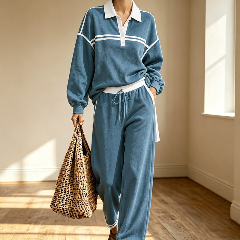 📢‑51% DE RÉDUCTION 🔥 Tenue Survêtement Décontracté Haut Manches Longues et Pantalon Ample Avec Poches pour Toutes Silhouettes