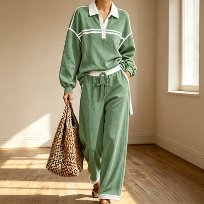 📢‑51% DE RÉDUCTION 🔥 Tenue Survêtement Décontracté Haut Manches Longues et Pantalon Ample Avec Poches pour Toutes Silhouettes