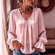 🔥‑57% DE RÉDUCTION｜Blouse unie élégante à col V et manches cloche, large choix de coloris doux🤍 Haut ample qui masque les rondeurs du torse, tissu aéré sans sensation de serrage