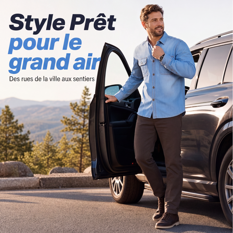 🔥‑56%👔 Chemise en Jean Homme Manches Longues, Modèle Décontracté avec Deux Poches Poitrine🤍 Style Utilitaire Intemporel !