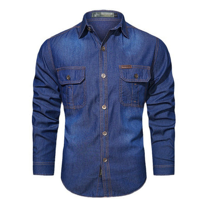 🔥‑56%👔 Chemise en Jean Homme Manches Longues, Modèle Décontracté avec Deux Poches Poitrine🤍 Style Utilitaire Intemporel !