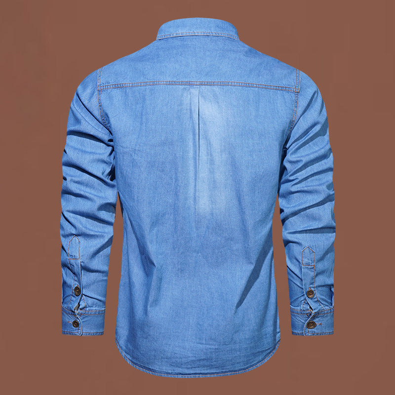 🔥‑56%👔 Chemise en Jean Homme Manches Longues, Modèle Décontracté avec Deux Poches Poitrine🤍 Style Utilitaire Intemporel !