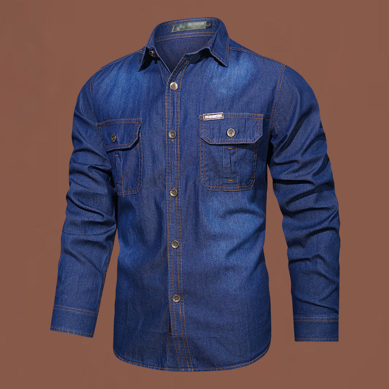 🔥‑56%👔 Chemise en Jean Homme Manches Longues, Modèle Décontracté avec Deux Poches Poitrine🤍 Style Utilitaire Intemporel !