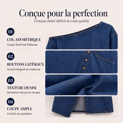 ✨🛍️Nouveauté - Robe en jean à épaules dénudées – Coupe décontractée et tendance