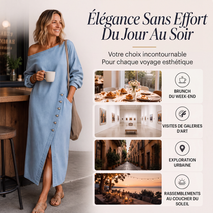 ✨🛍️Nouveauté - Robe en jean à épaules dénudées – Coupe décontractée et tendance