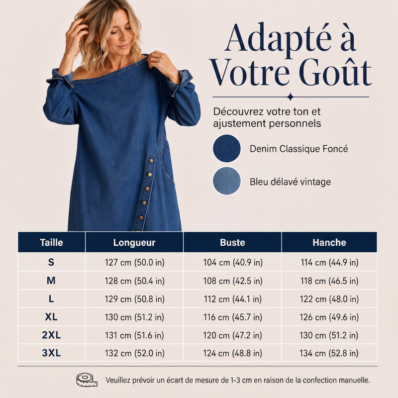 ✨🛍️Nouveauté - Robe en jean à épaules dénudées – Coupe décontractée et tendance