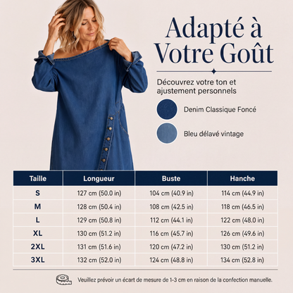 ✨🛍️Nouveauté - Robe en jean à épaules dénudées – Coupe décontractée et tendance