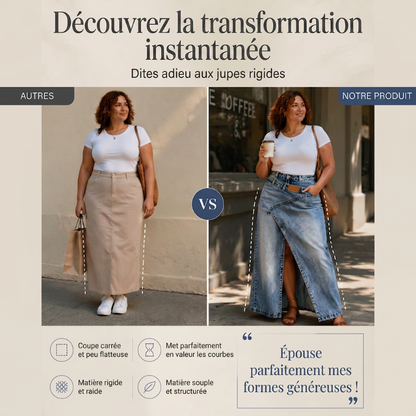 ❌ Encore aujourd'hui au prix promo – demain plein tarif ! Damen Denim-Maxirock mit mehrlagiger Taille
