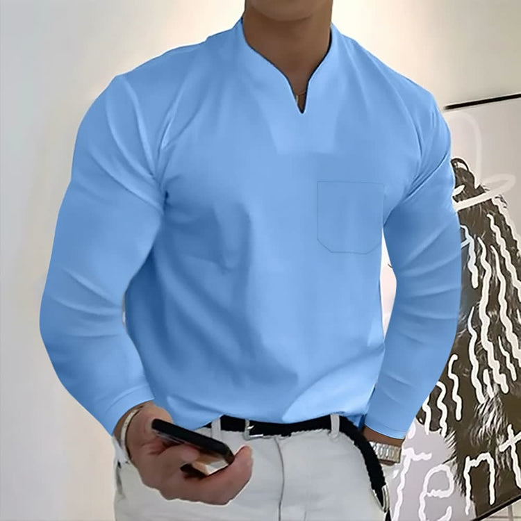 💥-Automn Promotion-49% OFF-💥 T-shirt en coton à manches longues à manches longues avec poche-3
